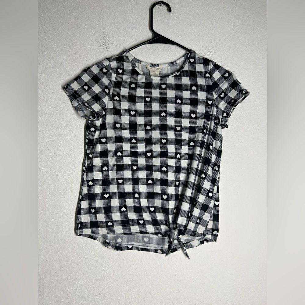Emma & Elsa White Plaid Gingham Print Heart Size Junior 16/XL
